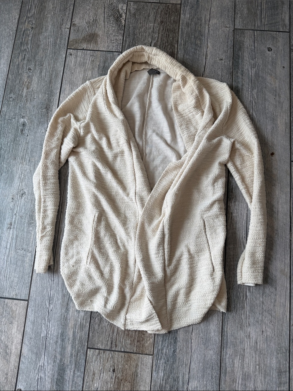 Divided Cream Open-Front Shawl Collar Cardigan